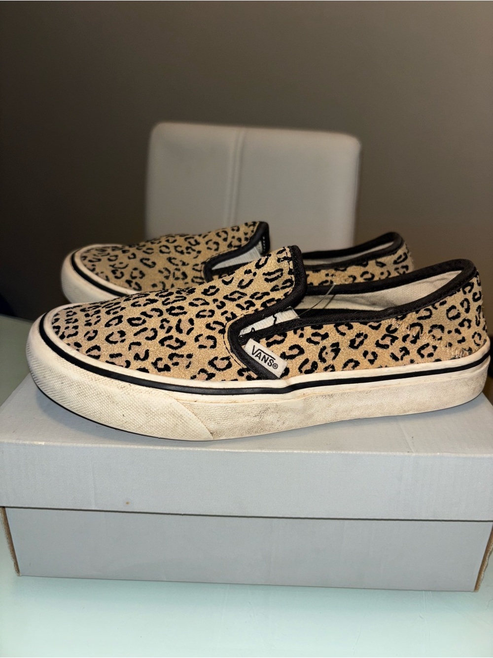 Vans Unisex Slip-On Sneakers in Leopard Tan and Black